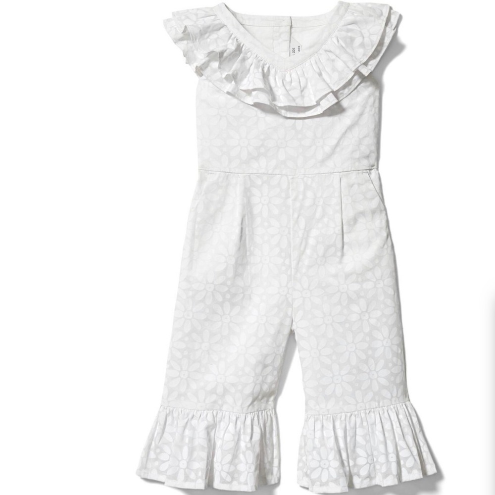 RACHEL ZOE X JANIE AND JACK WHITE FLORAL RUFFLE JUMPSUIT SIZE 8